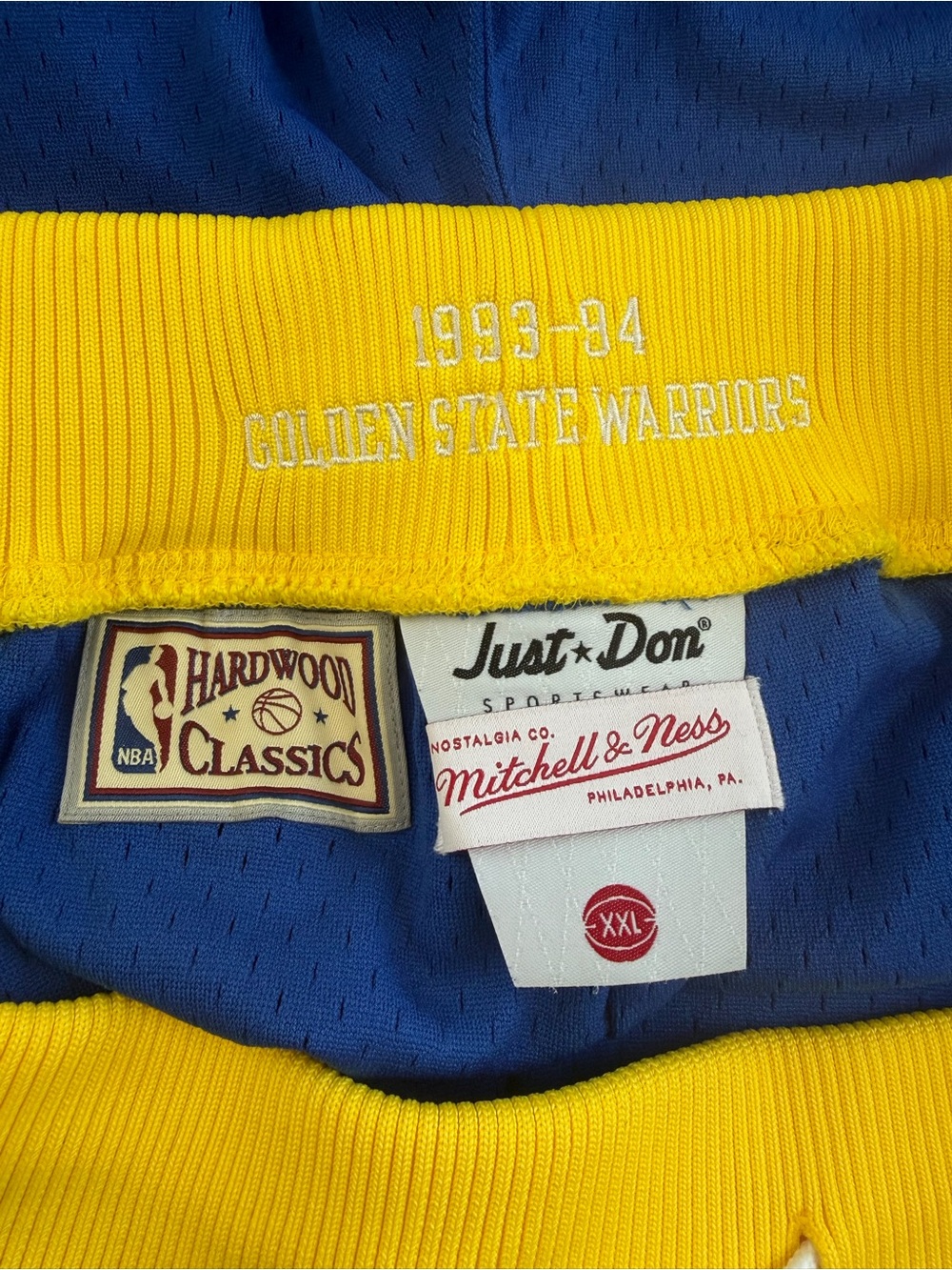 Golden State Warriors Royal Mitchell & Ness x Just Don 1993-94 Shorts - Picture 4 of 6